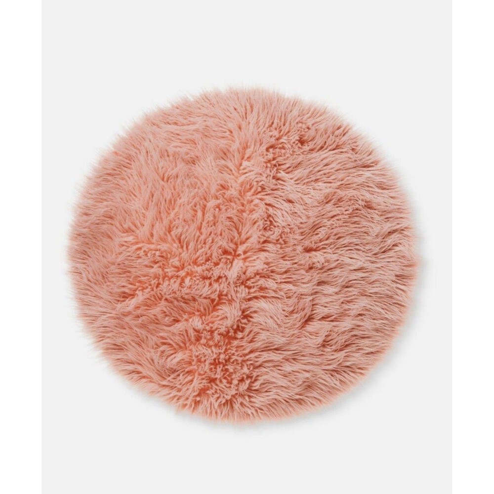 Pillowfort Pink Round Shag Faux Fur Rug 36" 3 Ft